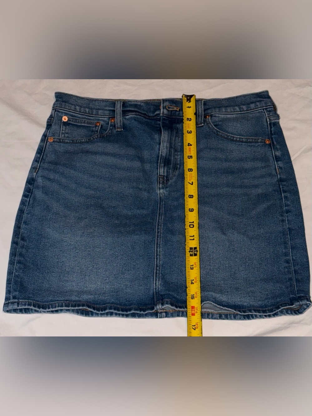 J.Crew Classic Timeless Denim Mini Skirt Medium Blue Wash - Size 8 - Picture 7 of 9